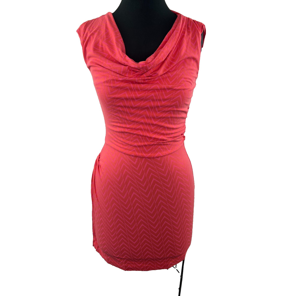 KENAR Pink Orange Sleeveless Summer Knit Scrunch Mini Tunic Dress Size XS